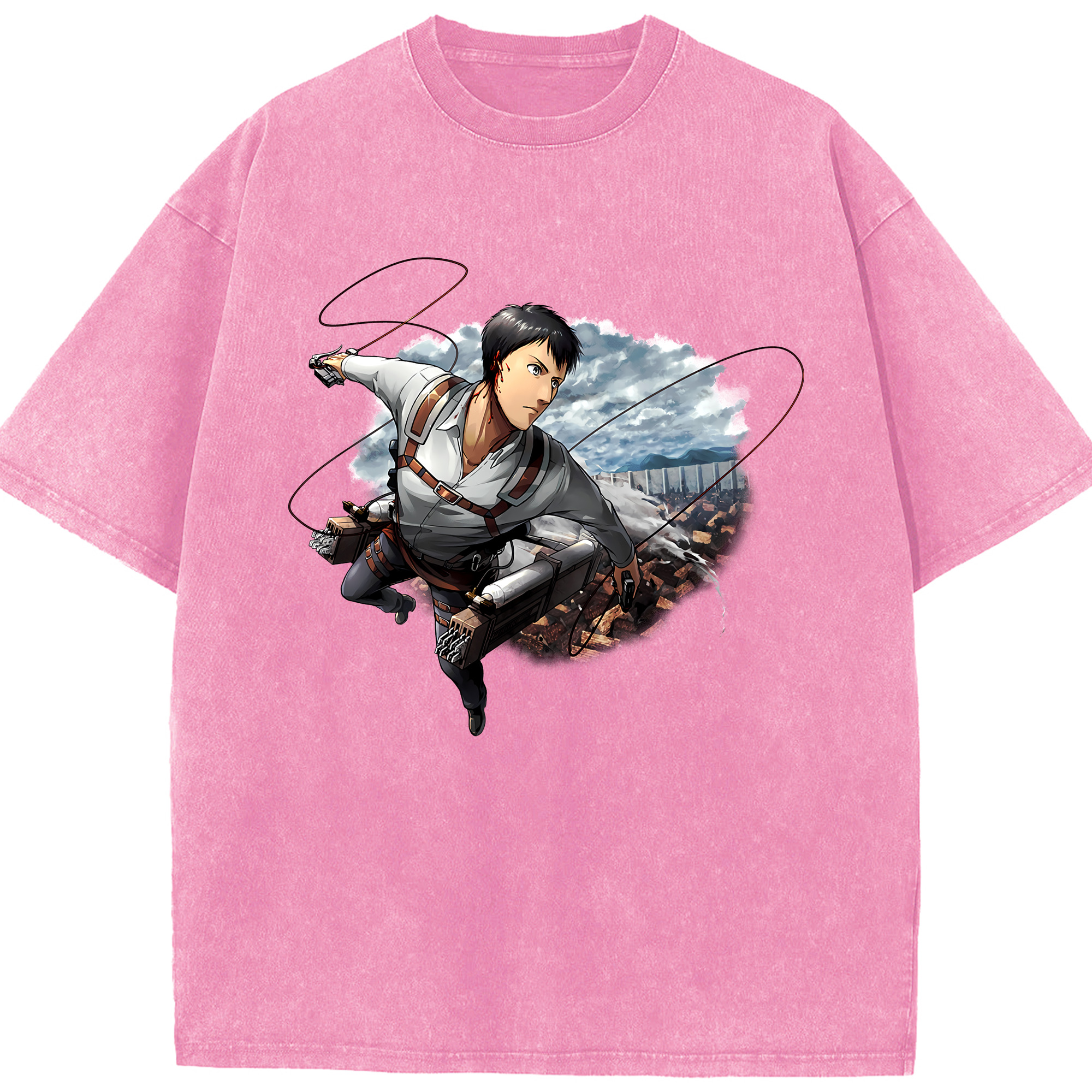 （画像用） 進撃の巨人 ベルトルト・フーバー Attack on Titan Bertholdt Hoover 綿100% ヴィンテージ風 半袖Tシャツ（フロントプリント）